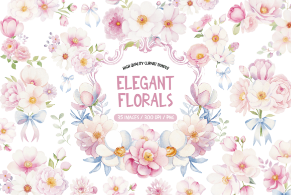 Download Watercolor Elegant Pink Flowers Clipart - Flower Collection