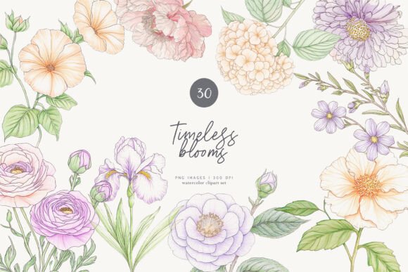 Download Timeless Blooms Pastel Flowers Vintage - Flower Collection