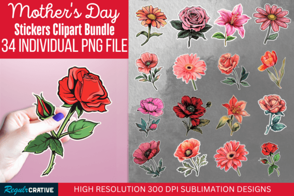 Download Mother's Day Flower Sticker Clipart - Flower Collection