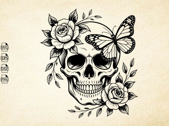 Download Floral Skeleton SVG, Skull with Flowers - Flower Collection