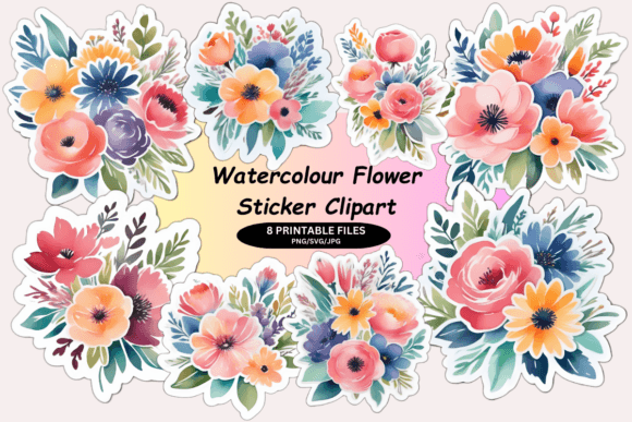 Download Watercolor Flower Sticker Clipart - Flower Collection