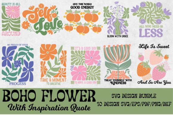 Download Boho Flower Inspiration Quote SVG Bundle - Flower Collection
