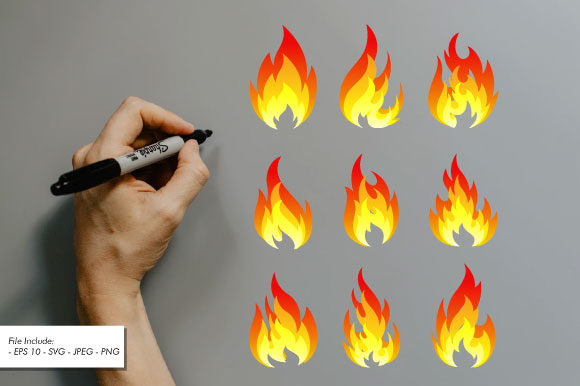 Download Set of Fire Flames Vector Illustration. - Premium Resources