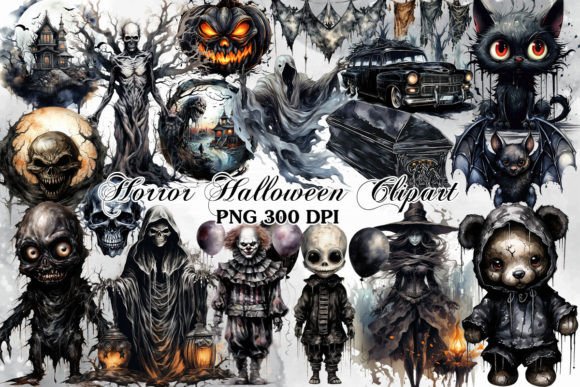 Download Horror Halloween Watercolor Clipart - Horror Collection