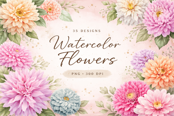 Download Watercolor Hydrangea Blooms Flowers - Flower Collection